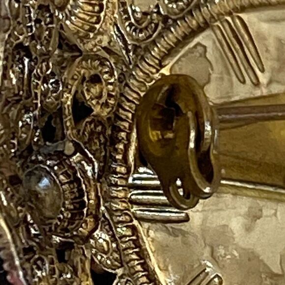 Vintage 1950s German Blue Porphyry Glass Art Nouveau Filigree Costume Brooch HTF - Picture 6 of 6